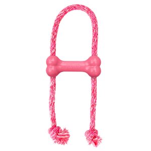 KONG PUPPY GOODIE BONE W/ ROPE PINK